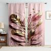 2PCS Pink Gold Feather Light Luxury Curtains High End Emotional Festival Bedroom and Living Room Pull Up Pocket Style