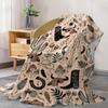 Western Elements Flannel Throw Blanket - Mid-Century Cowboy & Bull Skull Design with Cacti, Soft Polyester, All-Season Comfort