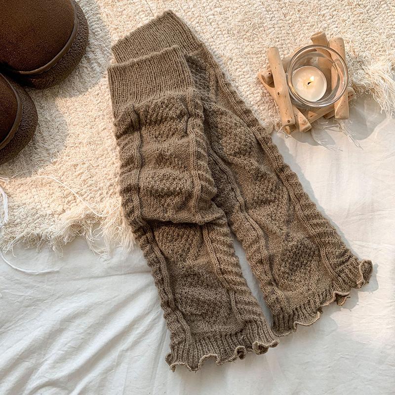 

Лолита Гетры женские длинные носки шерстяные вязаные чехлы для ног утеплители для рук Y2K осень зима вязаные крючком куча носков манжеты для сапог чулки кофейный