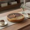 Round Wooden Snack Box with Lid Lidded Nut Tray 4 Compartments Candy for Living Room
