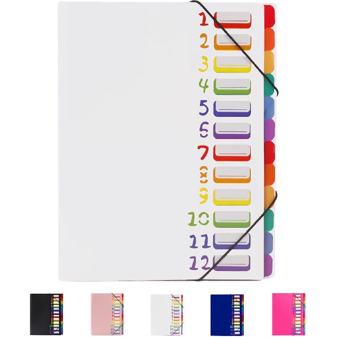 24 Pockets Expanding File Folder Organizer,Accordion File Organizer,A4 Letter Size,Rainbow Tab, for Home/Office/School Document Organizer (Rose Pink)