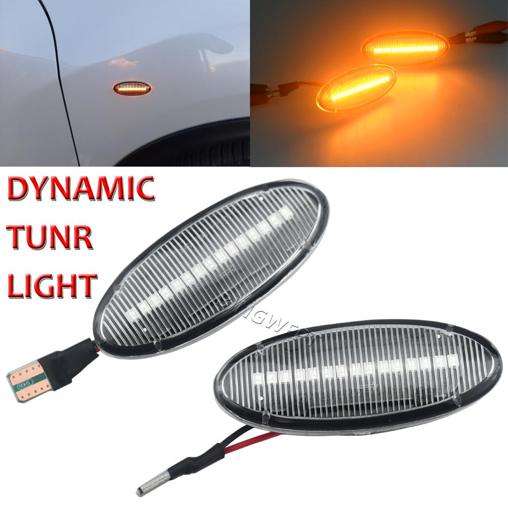 2PCS Dynamic LED Fender Side Marker Turn Signal Lights Amber For Nissan Qashqai Dualis Juke Micra March Micra Note X-Trail