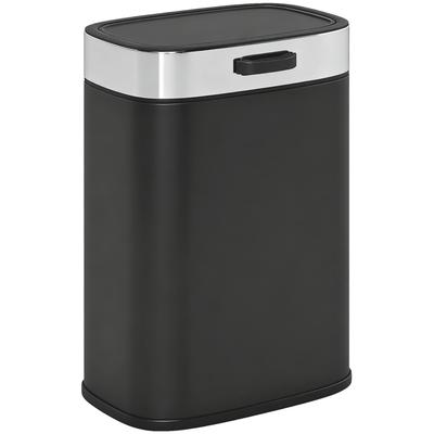 Trash Can, Stainless Steel Kitchen Trash Can with Lid That Stays Open, Removable Inner Bin, 21.5x19.5x30 Cm, Black