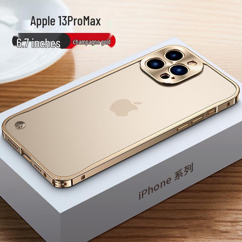 "Magnetic Frosted Back Case with Metal Frame and Snap Buckle for iPhone 15 & 14"