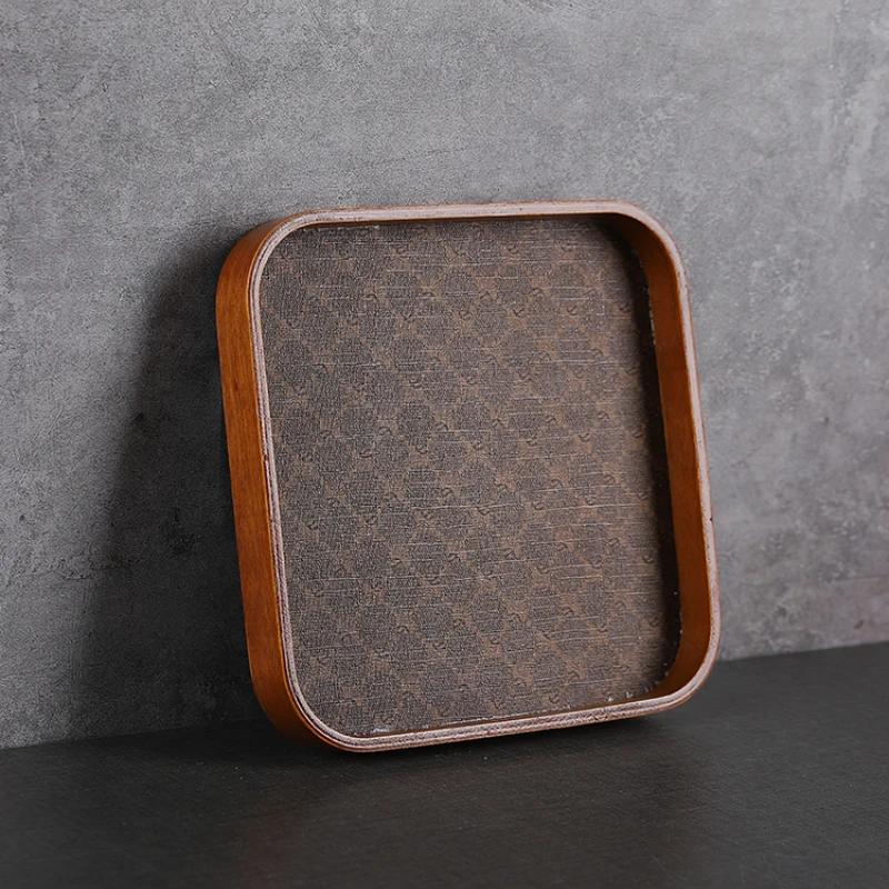 

Легкий роскошный кожаный китайский чайный поднос, ретро настольный ювелирный ключ, место для хранения при входе, высококачественный деревянный поднос