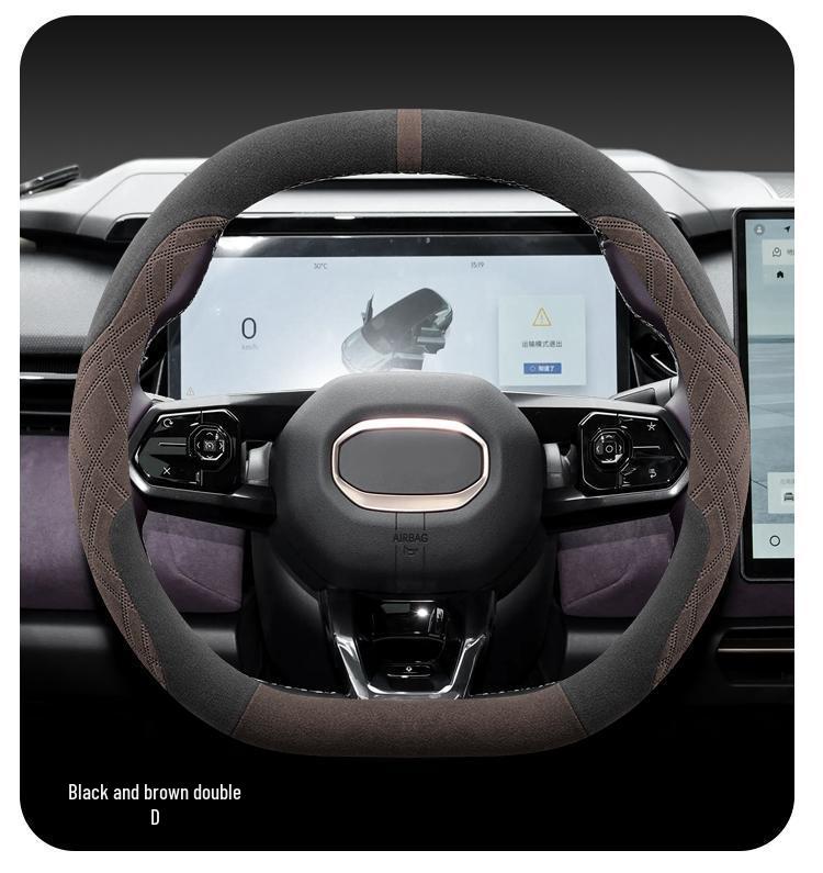 Lotus ELETRE/EMEYA Winter Steering Wheel Cover, Ultra-thin, Non-slip, Sweat-Absorbing, Flocking Handle