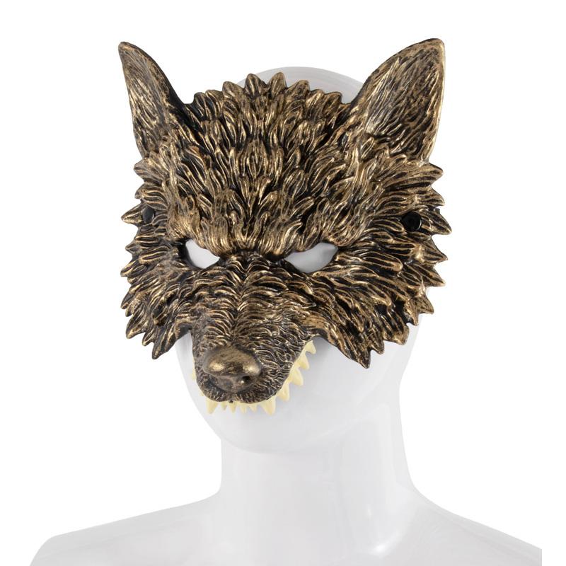 1PC Half Face 3D Animal Mask Cosplay Wolf Head Mask Realistic Costume Accessories Props Werewolf Mask PU Foam
