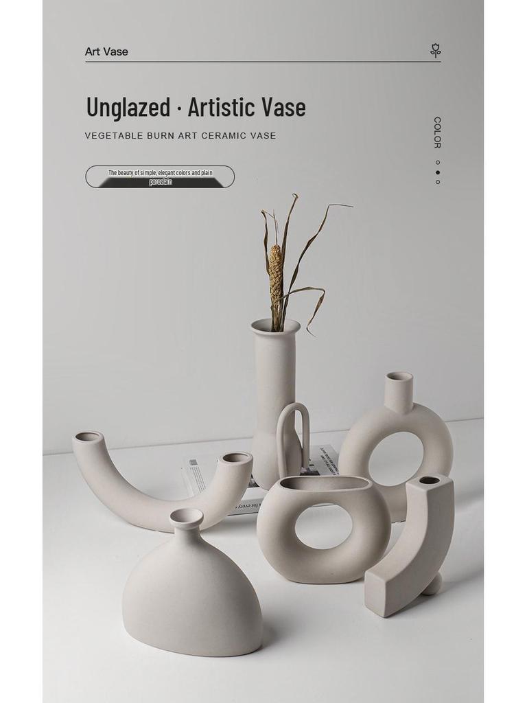 Minimalist Wabi-Sabi Ceramic Vase - Modern Abstract Art Design for Home Decor