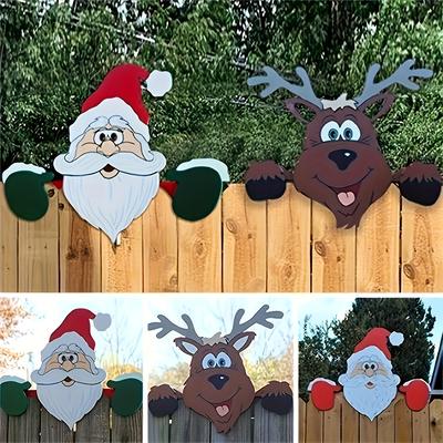 1ks-Vánoční ozdoby na plot Santa Claus Nakukující Zahradní ozdoby Vnitřní Venkovní Zemní cedule DIY Festivalový dárek