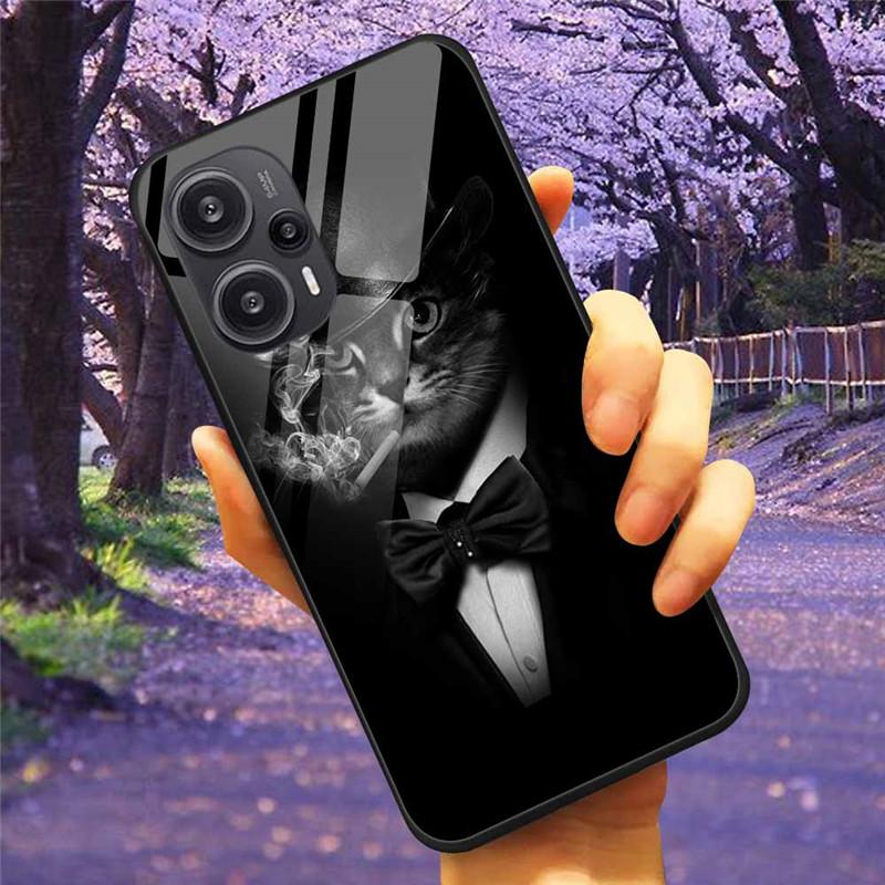 For Xiaomi Poco F5 5G / F5Pro Case Tempered Glass Lake Moon Hard Phone Cover for POCO F5 Pro Capas Funda on PocoF5 Luxury Coque