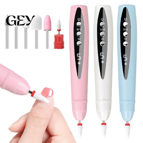 Electric Nail File 2-In-1 Drill with 5 Bits, 5-Speed Cordless Manicure Accessories UV LED Lamp, USB Rechargeable Tool for Women Portable Polisher