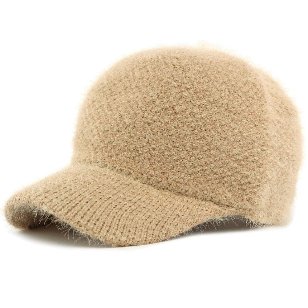 HT4928 Baseballkappe Gestrickte Weiche Kaninchenfellmütze Herbst Wintermütze für Männer Frauen Verstellbare Snapback-Kappe Männlich Weiblich Baseballmütze