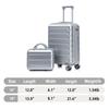 14"/19" 2-Piece ABS Spinner Suitcase Set with Combination Lock & 14" Cosmetic Bag (Silver)