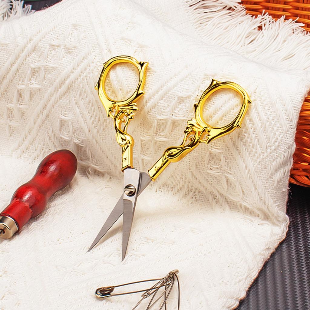 Vintage Engraved Stainless Steel Embroidery Scissors Multi Purpose Craft Tool For Sewing Feather Trimming And Decorative Display