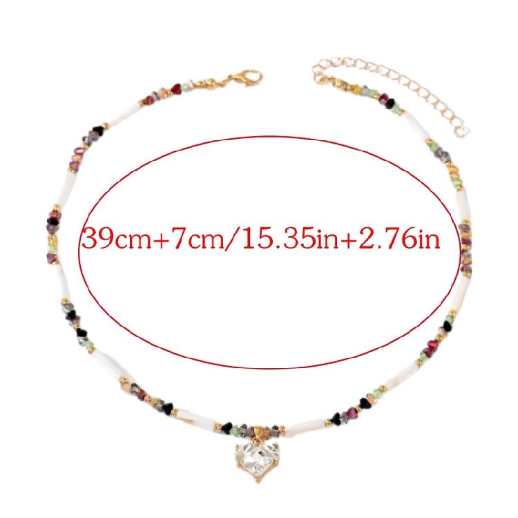Stylish Irregular Pearls Chain Jewelry Adjustable Collarbone Necklace Heart Charm For Party Vacation Accessories