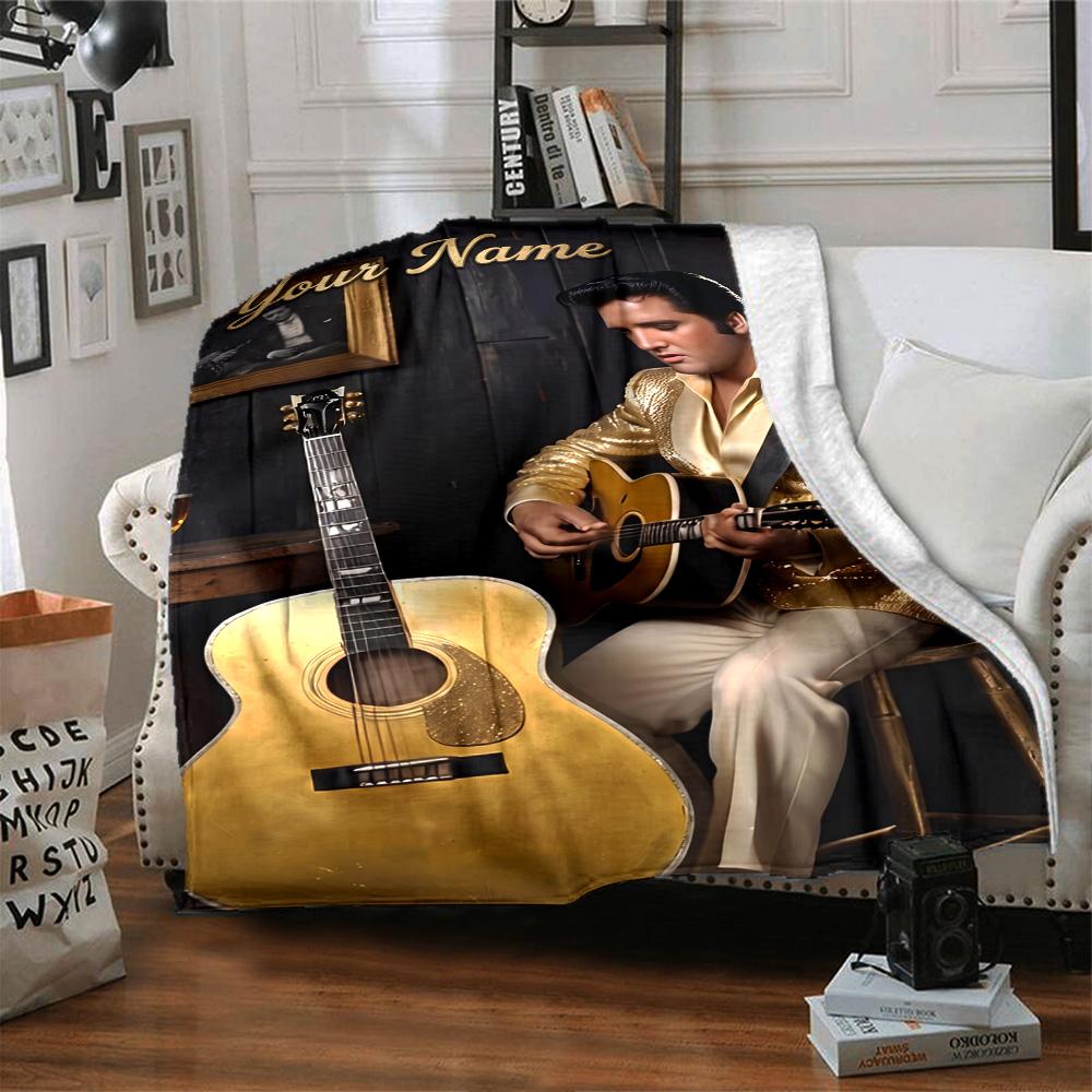 Elvis Presley Customize Your Name Blanket Gift Personalized Blanket Durable Comfort for Seaside Couch Livingroom Nap for All Occasions