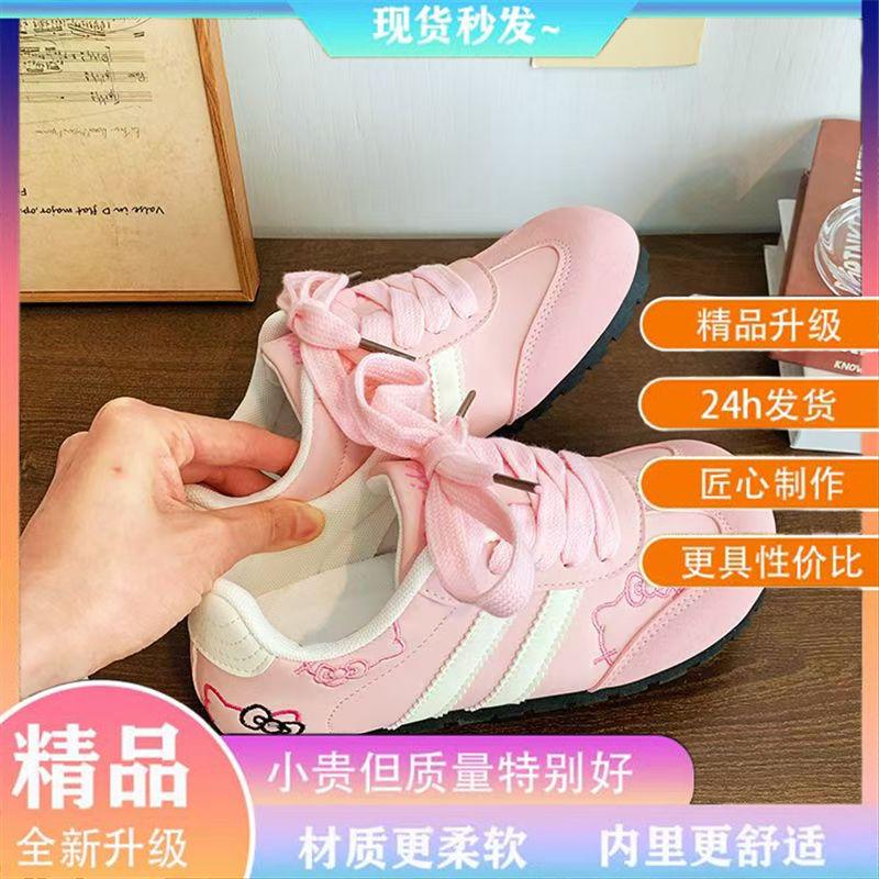 

Милые пушистые туфли с круглым носком и кошечкой KT, женские новые универсальные кеды, повседневные маленькие белые туфли 39 розовый