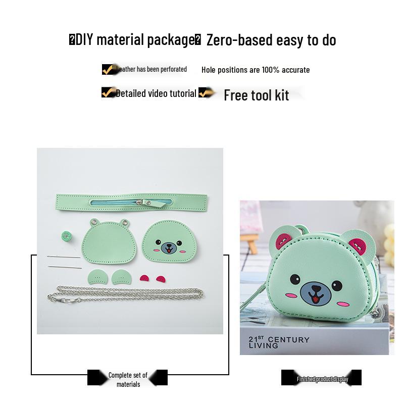 Handmade Cartoon Bear Woven Bag: Perfect for Coins, Keys & Red Envelopes, Portable & Quick To Make In 20 Minutes