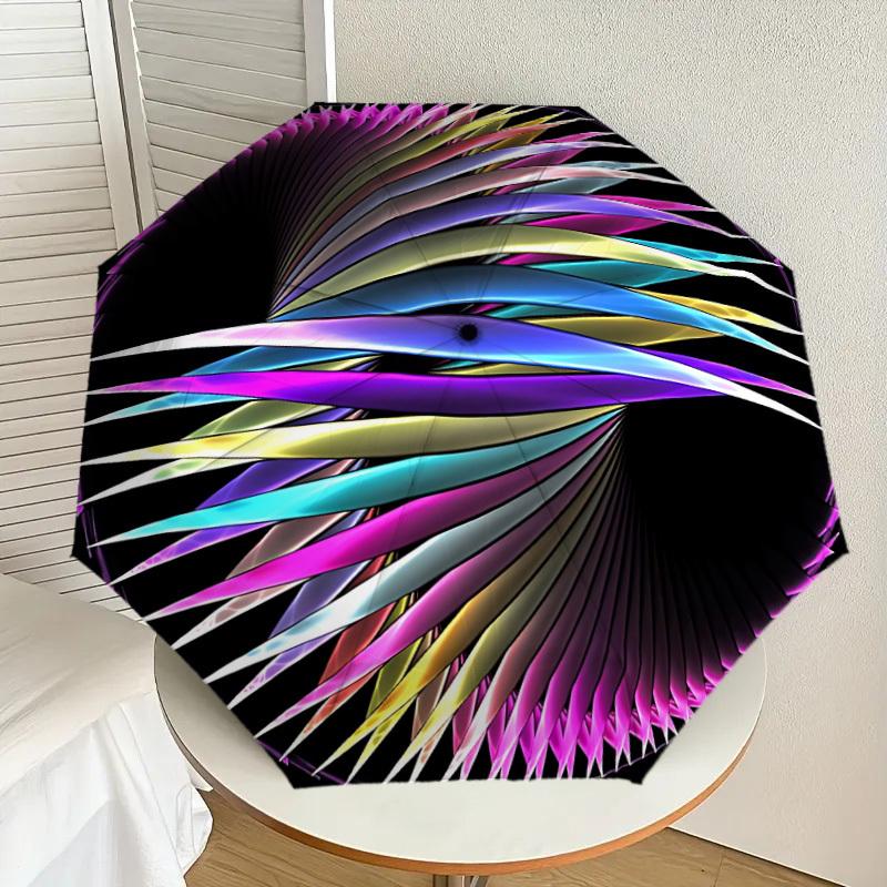 1pc Colorful Spiral Pattern Automatic Folding Umbrella, Casual Outdoor Accessory, Birthday Festival Gift yy251126146