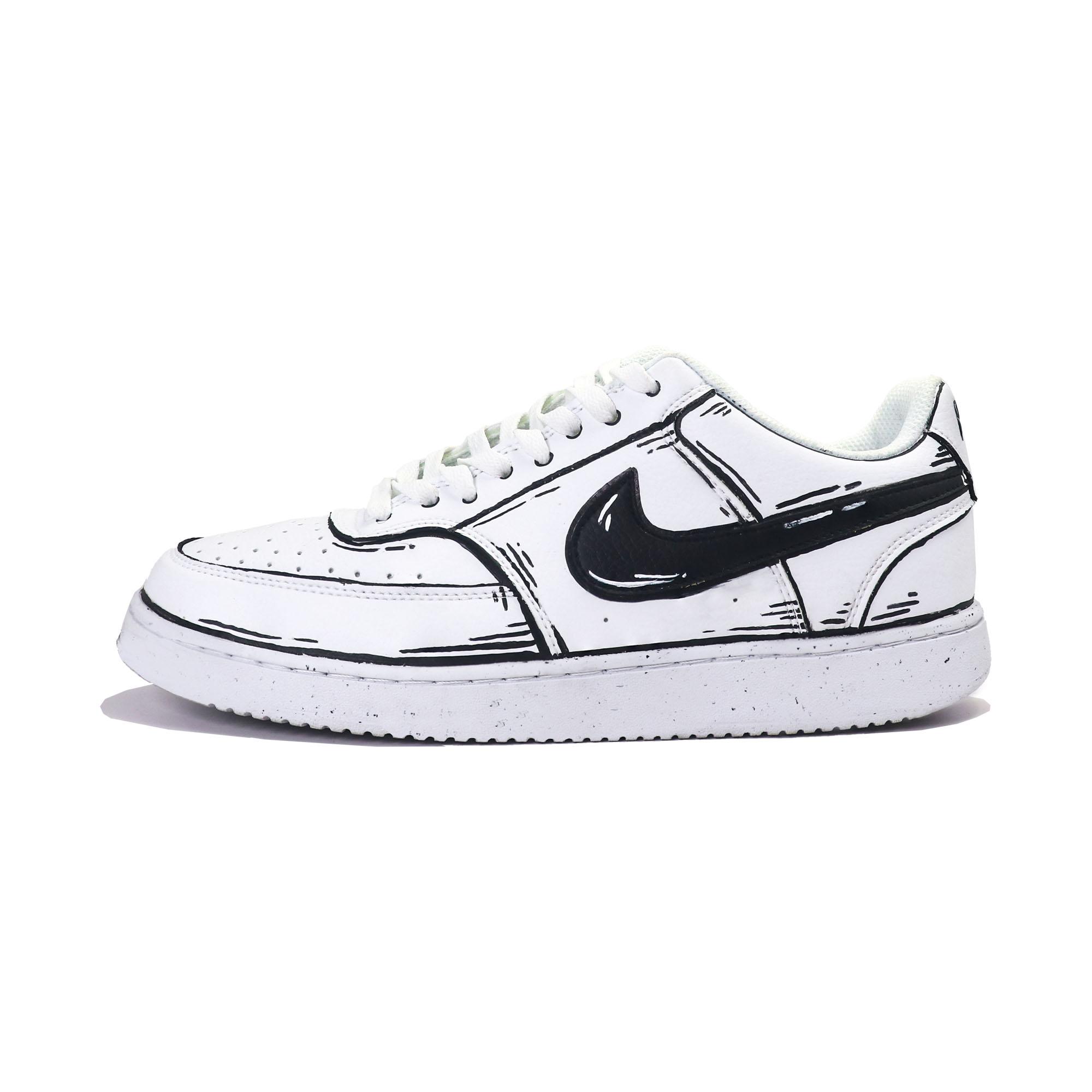 

Nike Court Vision 1 Skateboard Shoes Unisex Low Top Black/White DH2987-101(Team1308-) 41