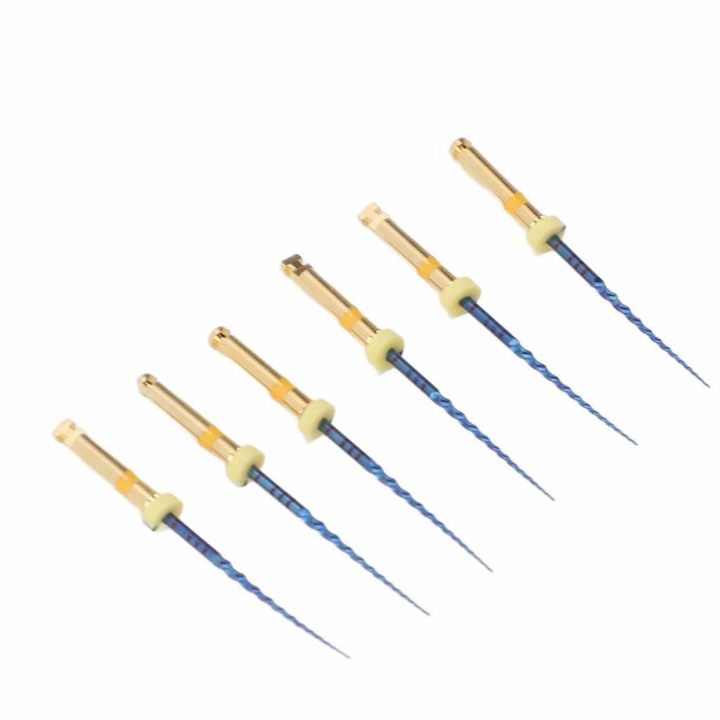 6pz Lime Canalari Endodontiche F1 Metallo Elastico Portatile Inossidabile Set Lime Endodontiche Dorato 0,98 pollici