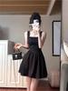 Women's 2025 French Hepburn Black Spaghetti Strap Dress - Slimming & Sexy Summer Style