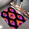 "Flaming Skull Neon Art Carpet, Bright Modern Decor, Black Base" Suitable for use as an anti-slip for living room bedroom sofas