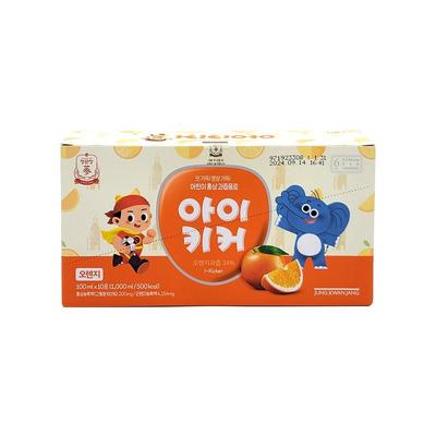 CheongKwanJang iKicker Orange 100ml X 10 Pieces Children's Drink Red Ginseng Drink, 100ml, 10 Pieces