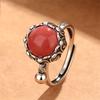 Ethnic Style Belll Jade Lotus Flower Ring Women Jewelry Lucky Six Character Great Bright Mantra Prayer Wheel Ring Female Amulet