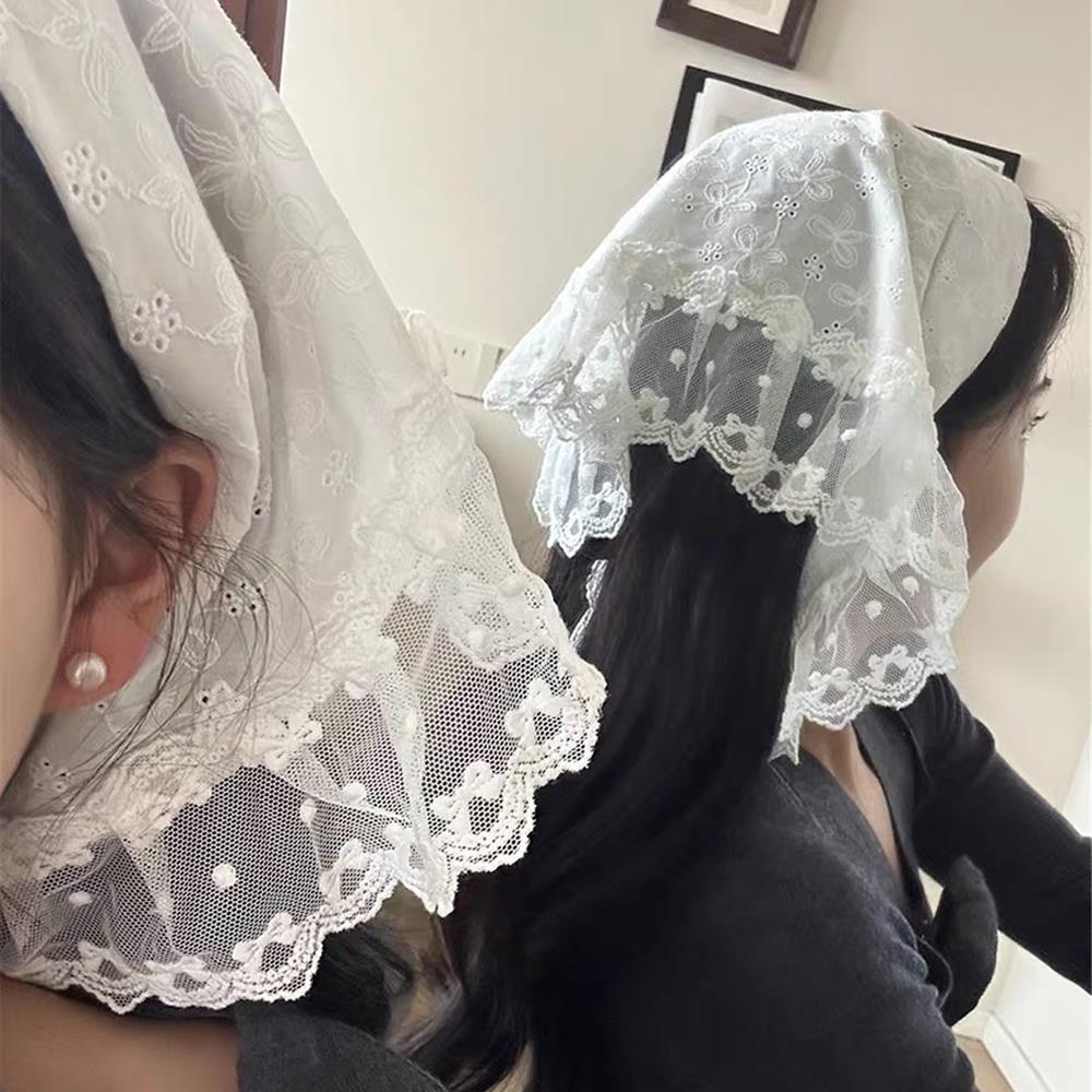 QUENTE Lenço de Cabeça Triangular de Renda Retrô Saia Curta Meia Saia Saia Cortina de Bumbum Acabamento de Renda Avental Pequeno Elegante Renda Floral Lenço de Cabelo