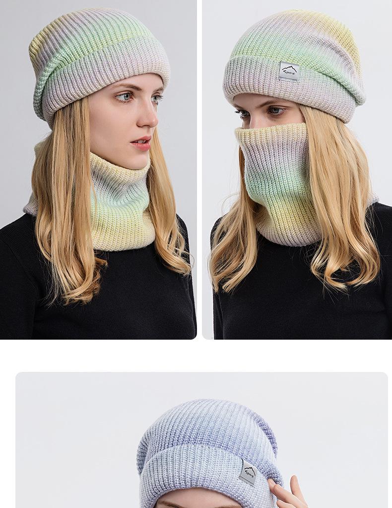 Gradient Korean-Style Knitted Hat Set: Warm, Thick, Cold-Proof with Ear Protection for Autumn & Winter