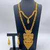 Dubai Emirati Bride 24k Gold Plated Necklace Earrings Jewelry Set African Ladies Jewelry Two-piece Set