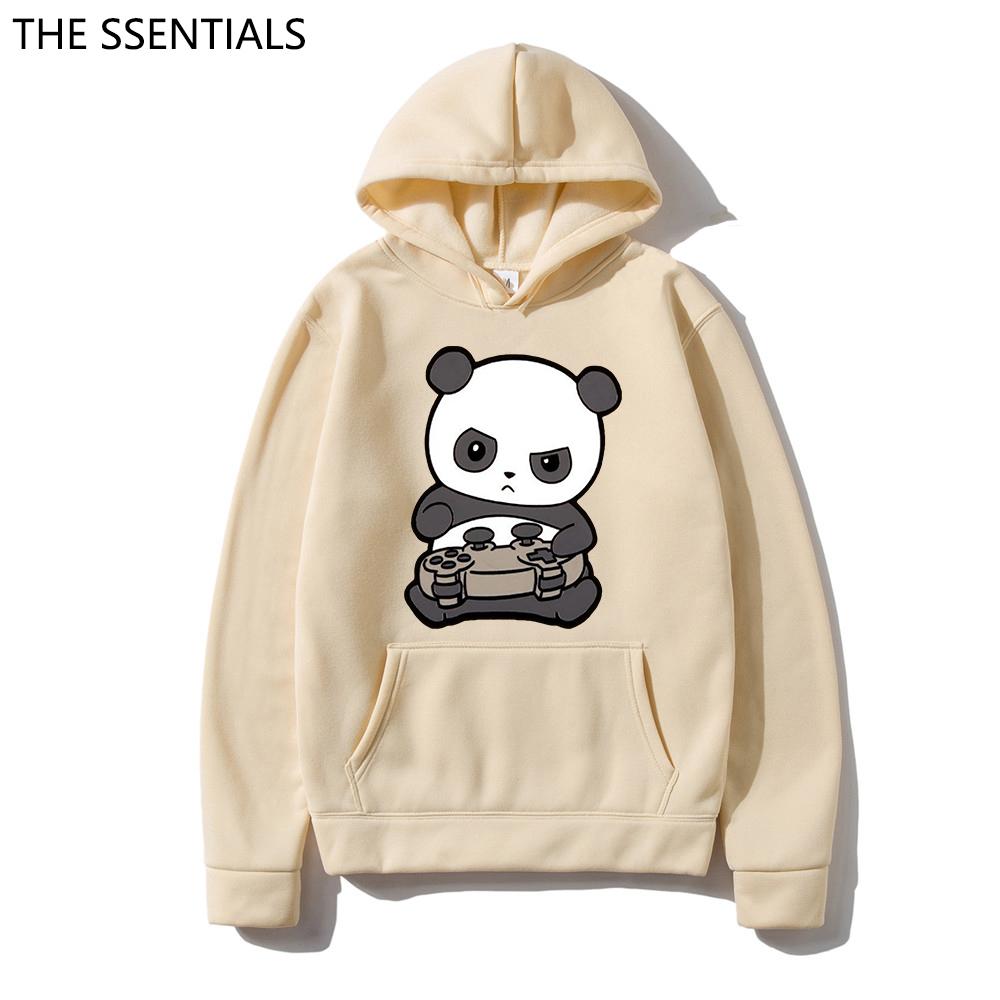 2022 Felpe con Cappuccio Panda Kawaii Unisex Harajuku Needs More Boba Felpa con Cappuccio Unisex Primavera Autunno Estetica Cartone Animato Grafica Felpa