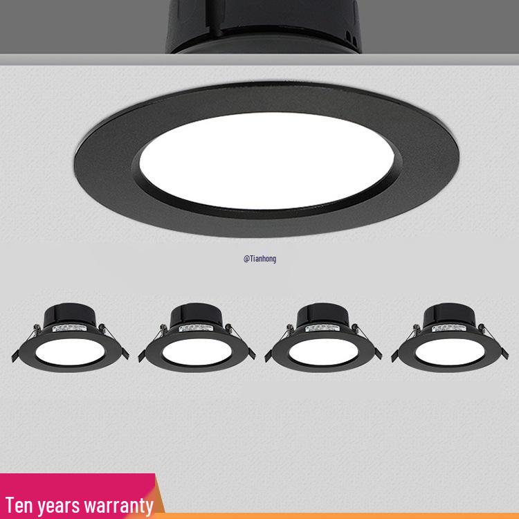 

4-Inch Black Tricolor Dimmable Recessed Downlight for Home Ceiling – 7.5 cm Cutout Spotlight Cool Light 2.5-inch 5W Black Φ6.5-8cm