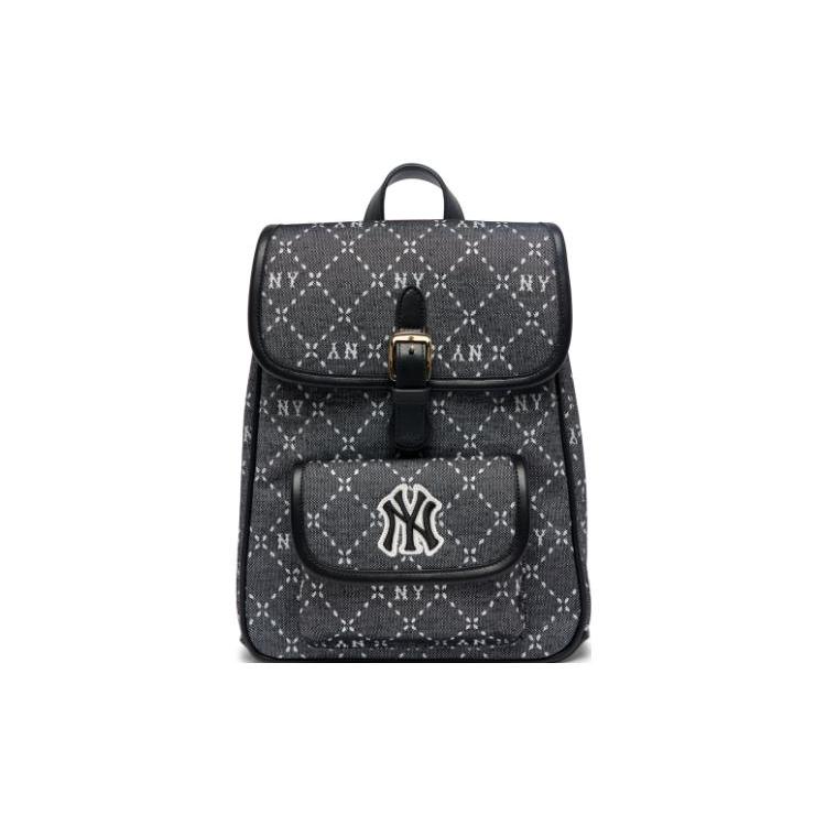 New MLB Leather With Fabric Backpack Regular Women's Black/Multicolor 7ABKMD53N-50BKS