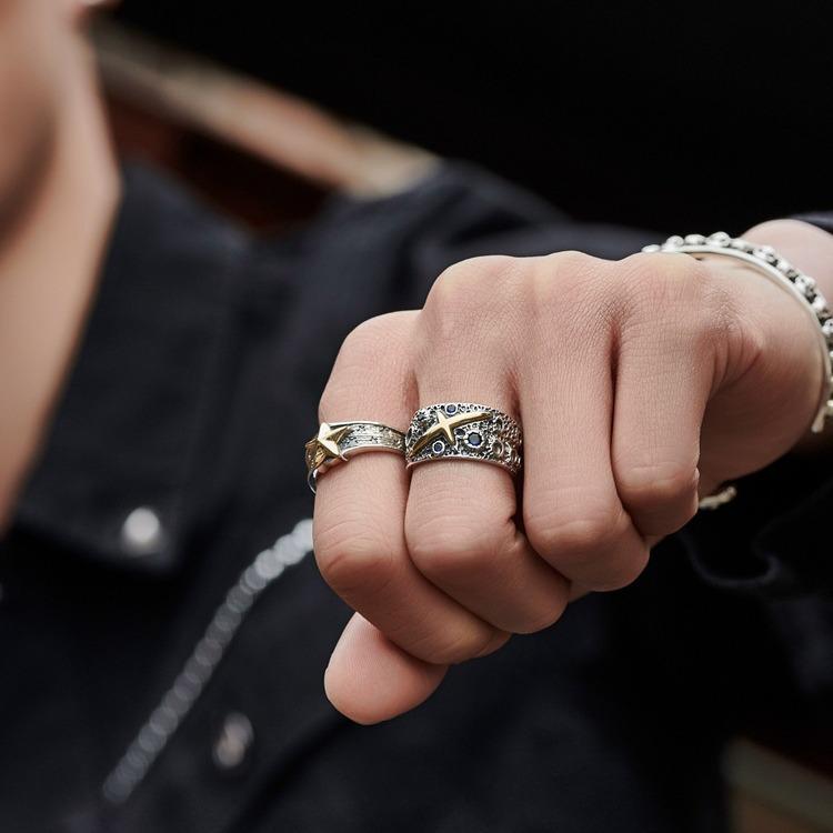 Men's Retro Five-Pointed Star Ring - Trendy European American Style