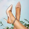 Huizhou 2025 women's high-heeled sandals fashion party skin tone stilettos fashion pointed high heels women
