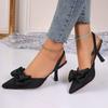 2026 Women's Shoes Summer New Style Bow Women's Slingback High Heels Sexy Dress Stiletto Pointed Toe Women's High Heels Women