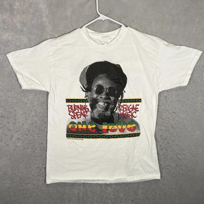 Vtg Burning Spear Reggae Music Cotton White Full Size Unisex Tee Shirt KN064 Unisex T-Shirt