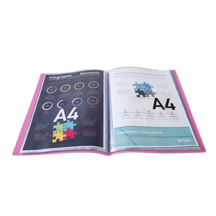 Protège-documents - exacompta - opak - 200 vues - a4 - rose - polypropylène