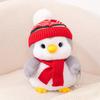 Soft Stuffed Couple Penguin Plush Toy Cute Baby Penguin Wear A Hat And Scarf Doll Pillow Home Decoration Christmas Birthday Gift