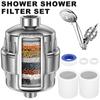 20-Stage Hard Water Shower Filter Stainless Steel Shower Water Filter Water Softener Shower Head Filter with 2 Filter Elements