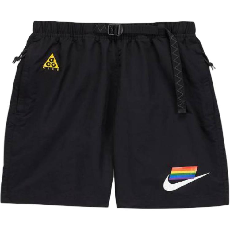 Nike Lace-Up Mid-Rise Logo Three-Quarter Casual Shorts Men Shorts Black CZ9136-010 S
