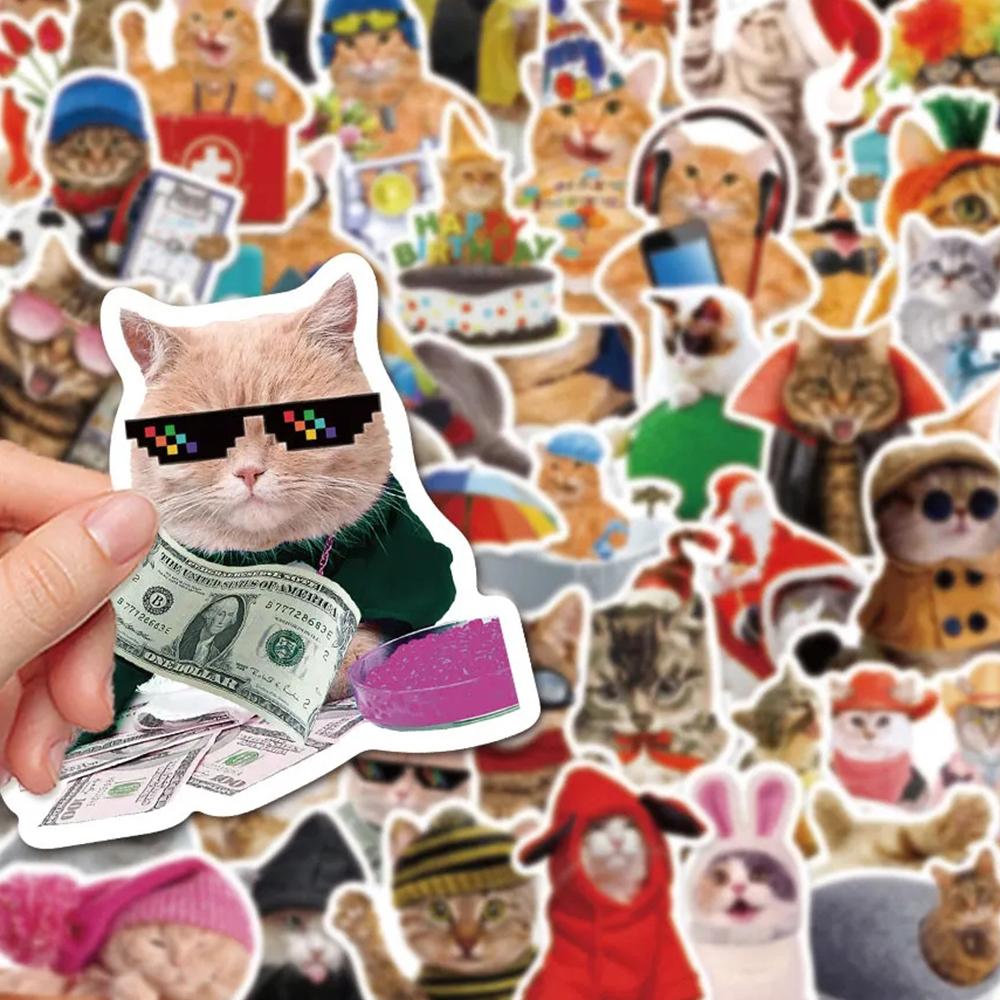 10/30/50pcs Cute Funny Animal Cat Meme Stickers Creative Cartoon Sticker Water Bottle Notebook Phone Graffiti Decals Decoration