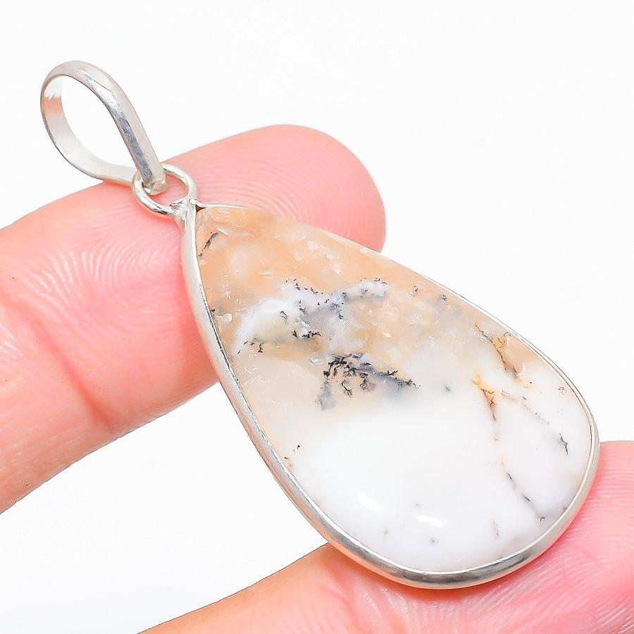 

Dendrite Opal Gemstone 925 Sterling Silver Jewelry Pendant 2.13 E7k56 белый