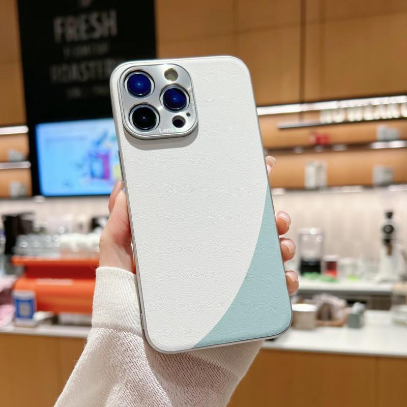 Premium Vegan Leather Phone Case IPhone 14 Pro Max With Dual-Tone Design Shockproof Back Cover