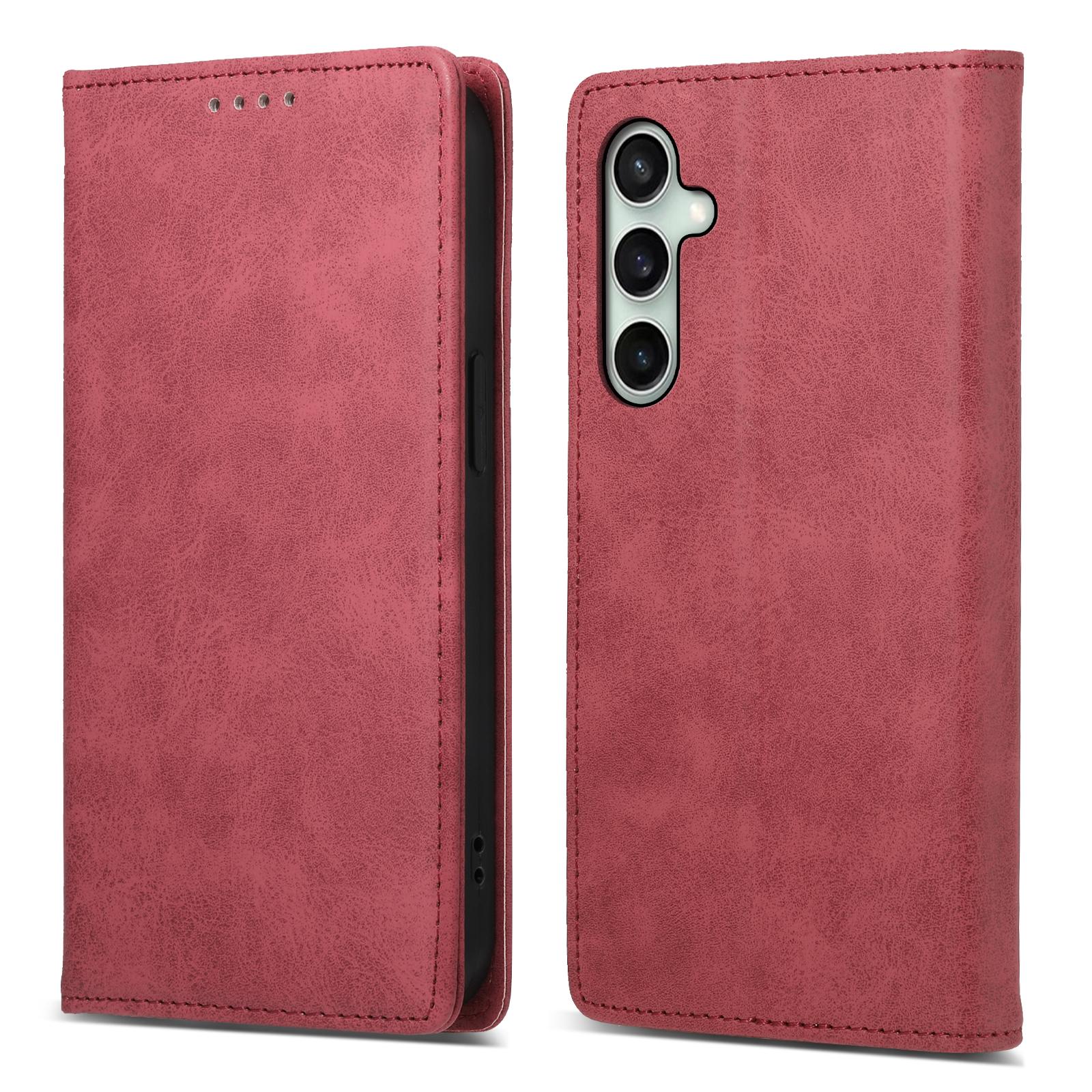 

For Samsung Galaxy S25 FE Wallet Case RFID Blocking PU Leather Phone Cover Red