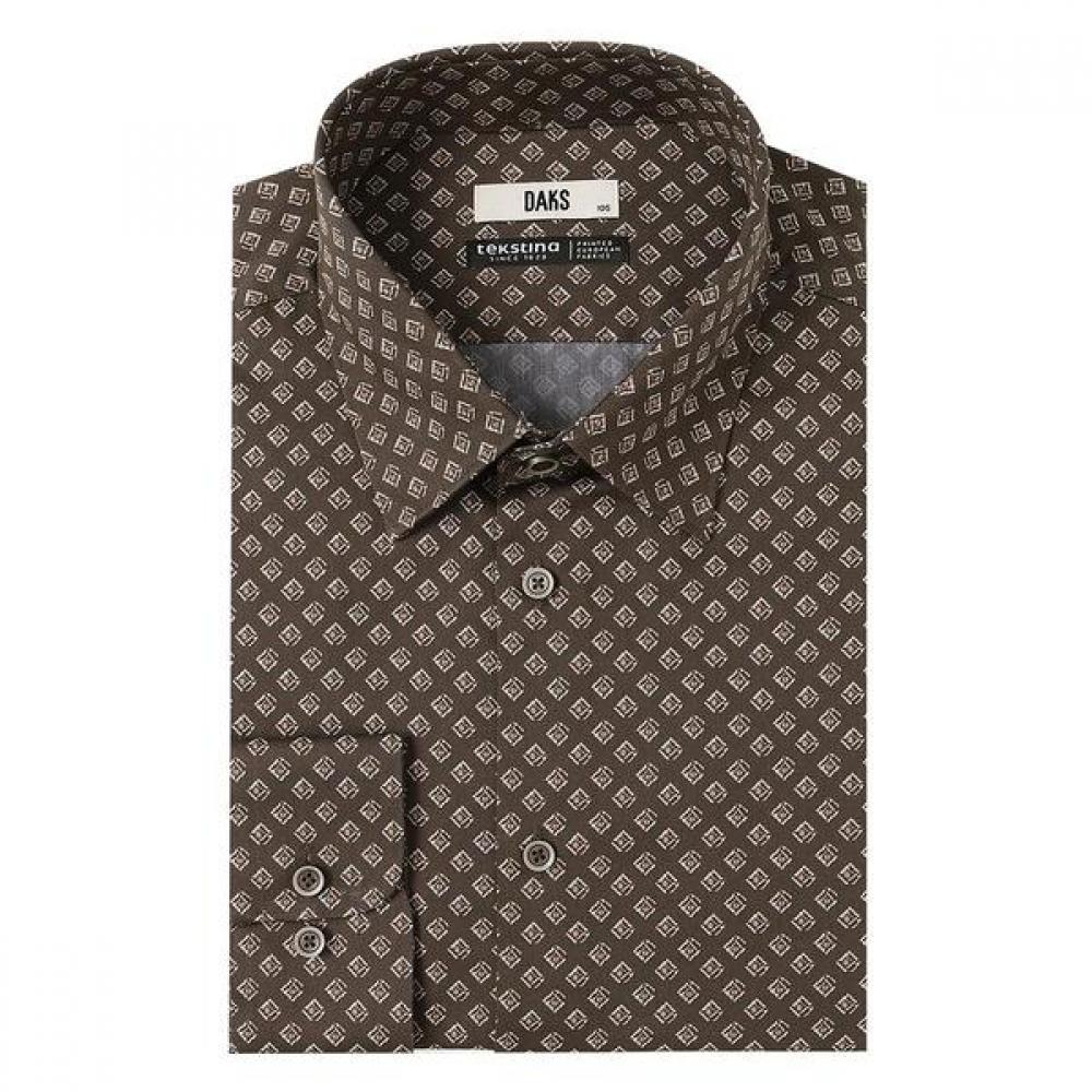 Daks Men S Geometric Pattern Contemporary Fit Long Sleeve Shirt dma1Shdl281w1