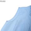 ZANZEA Women Casual Stand Collar Summer Off Shoulder Sleeveless Dress