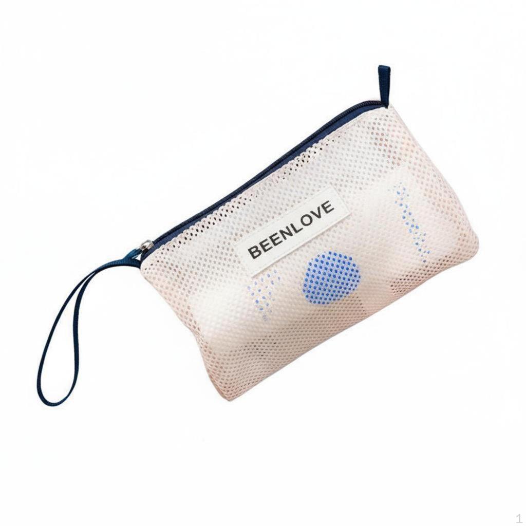 Mesh Zipper Pouch QuickEvaporating Wash Bag Breathable SeeThrough Organizer for Beachgoers,